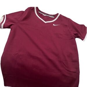 Nike DM3969-670 Big Kids L Baseball Jersey V Neck Short Sleeve Burgundy NWT